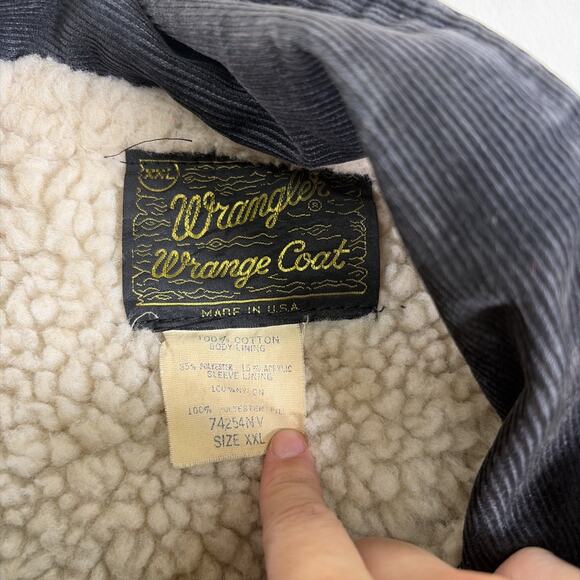 Vintage Wrangler Wrange Coat Denim Corduroy Sherpa Jacket Men’s Sz XXL 74254NV - Picture 5 of 15